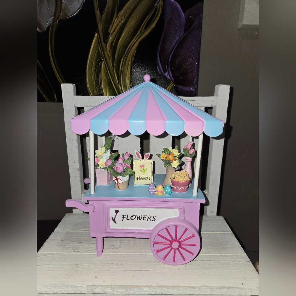 Easter Spring Flowers Cart Bunny Ears
